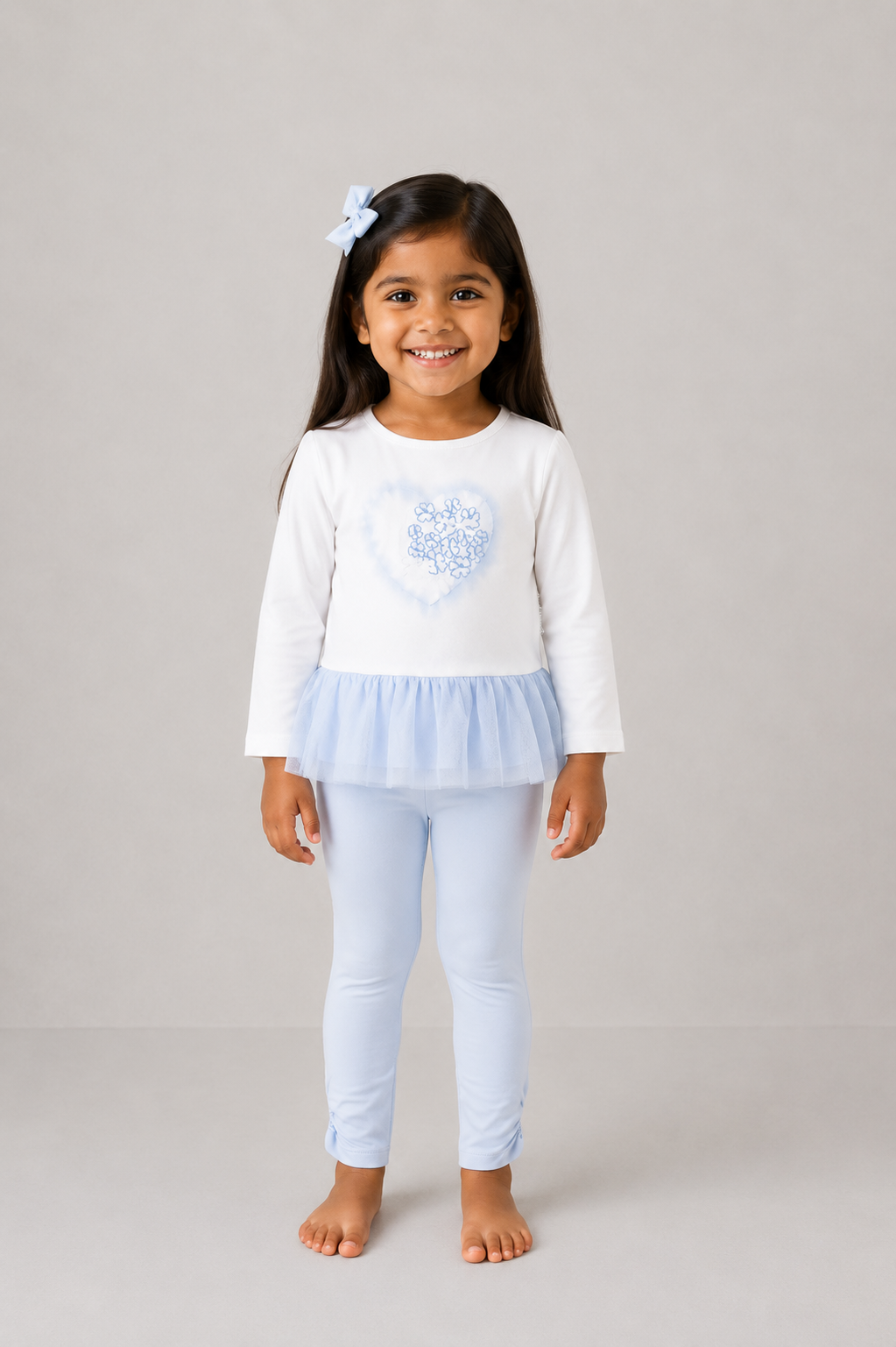 Pre Order Pastels & Co Girls Belle Blue Heart Tulle Leggings Set