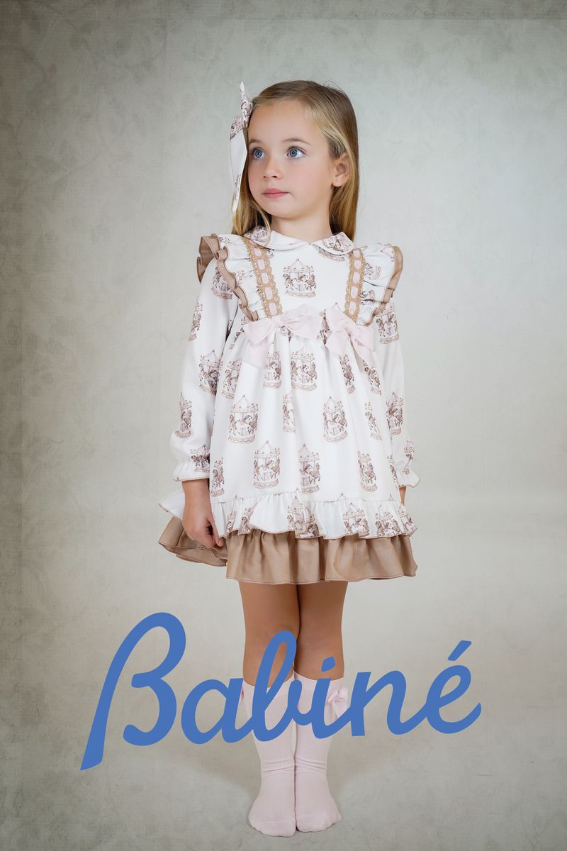 PRE ORDER AW25 Babine Girls Pink Bow Carousel Dress