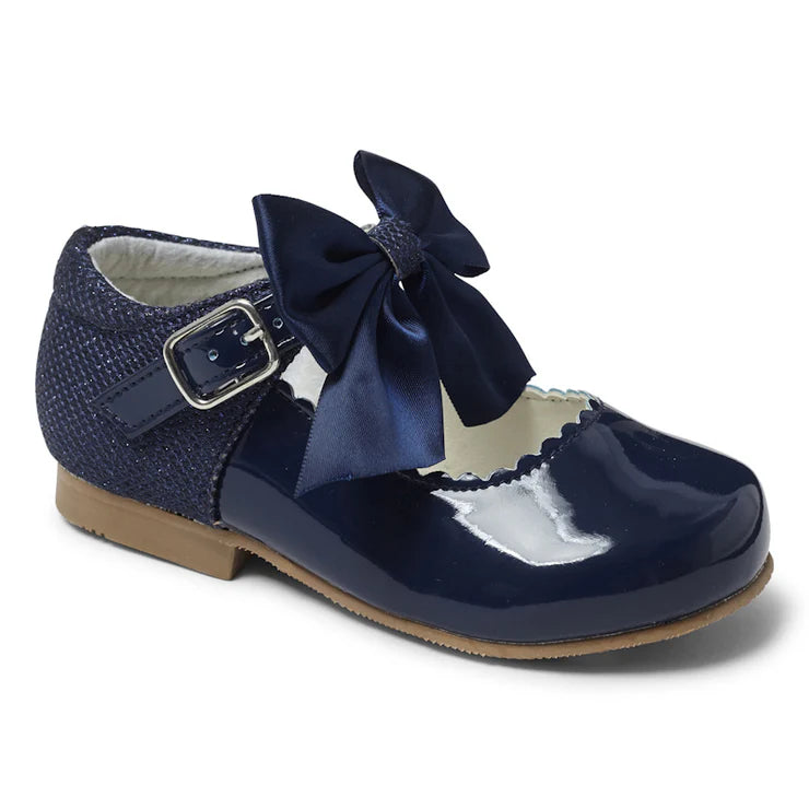 Sevva Girls Patent Leather Glitter Bow Mary Jane 7 COLOURS - Kristy