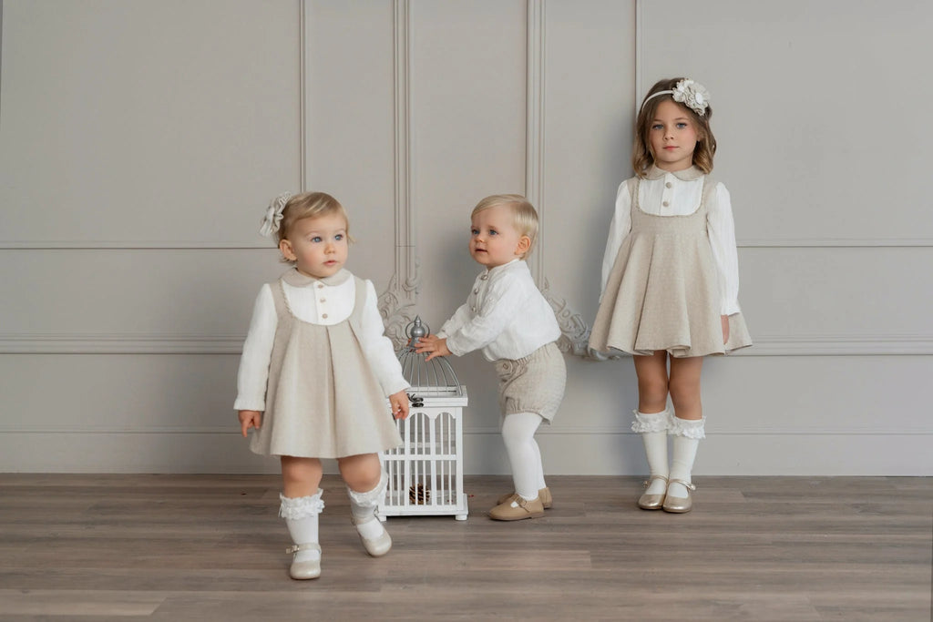AW25 Miranda Baby Girls Cream and Beige Dress