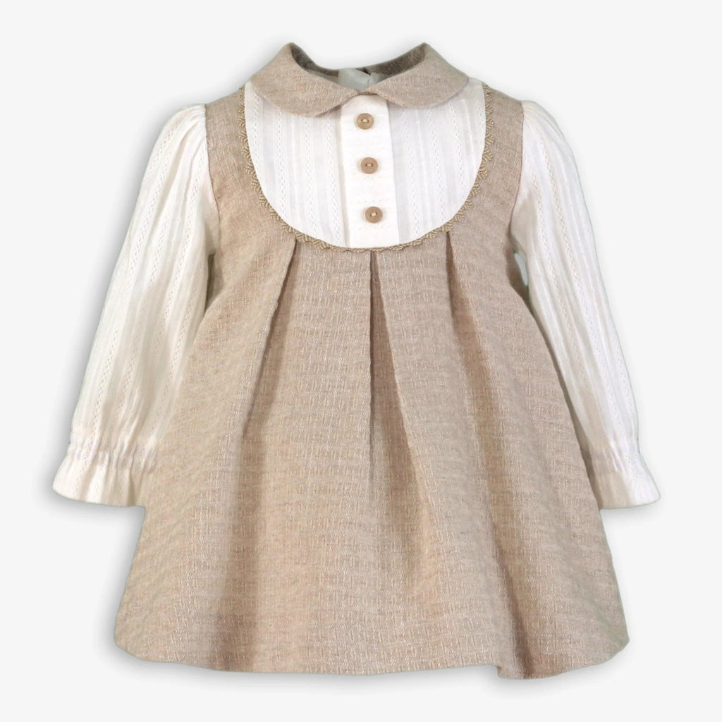 AW25 Miranda Baby Girls Cream and Beige Dress