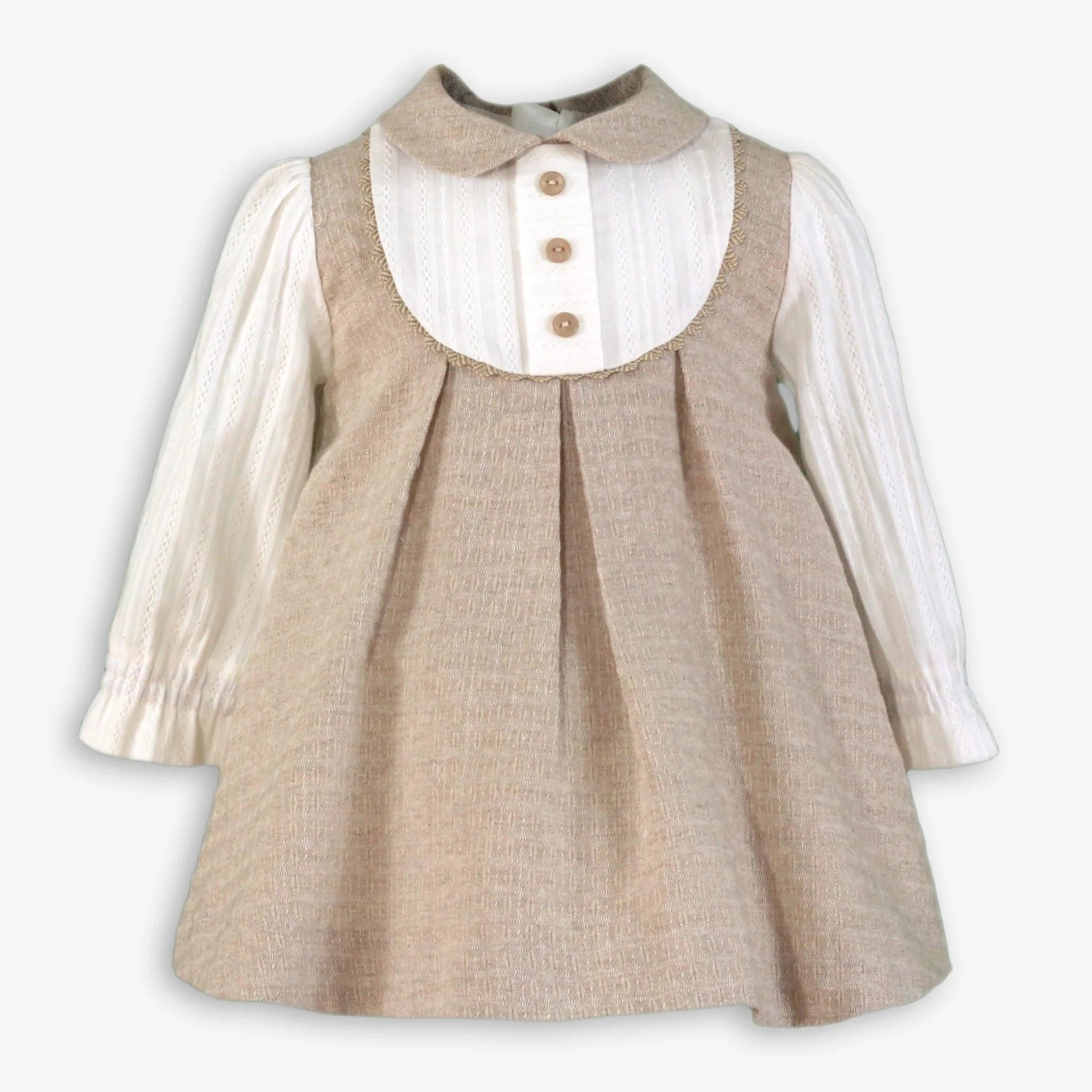 AW25 Miranda Baby Girls Cream and Beige Dress