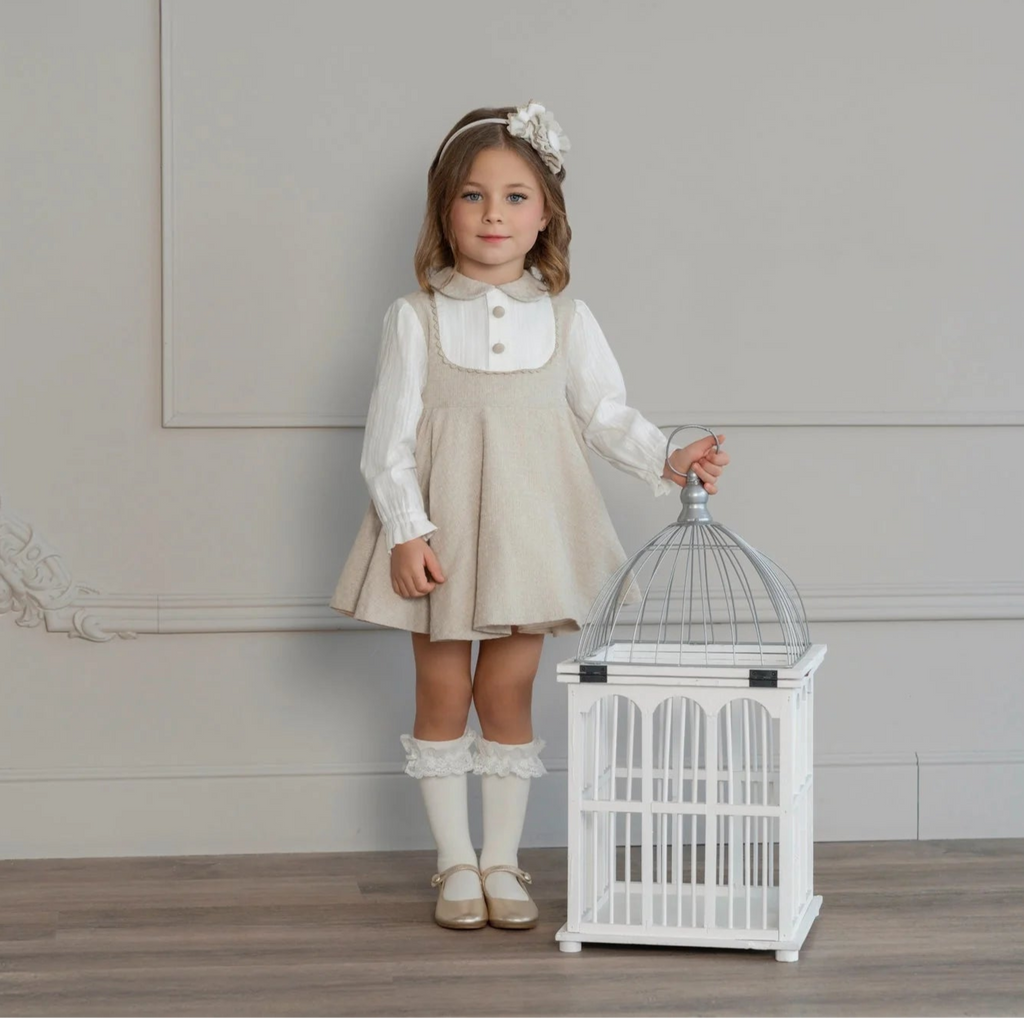 AW25 Miranda Girls Cream and Beige Dress