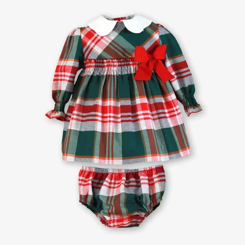 AW26 Miranda Girls Green & Red Plaid Dress