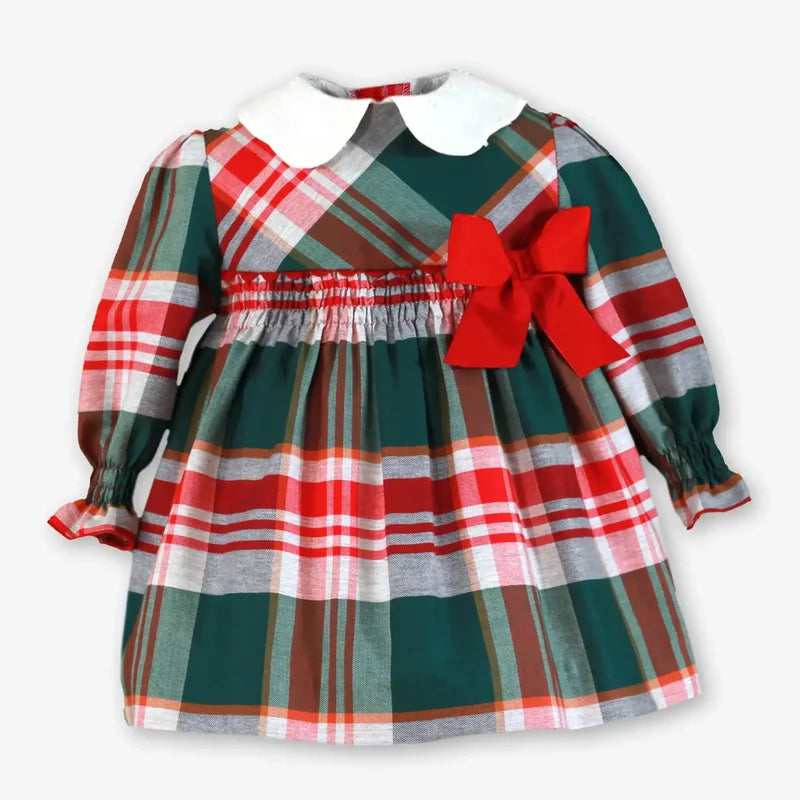AW26 Miranda Girls Green & Red Plaid Dress