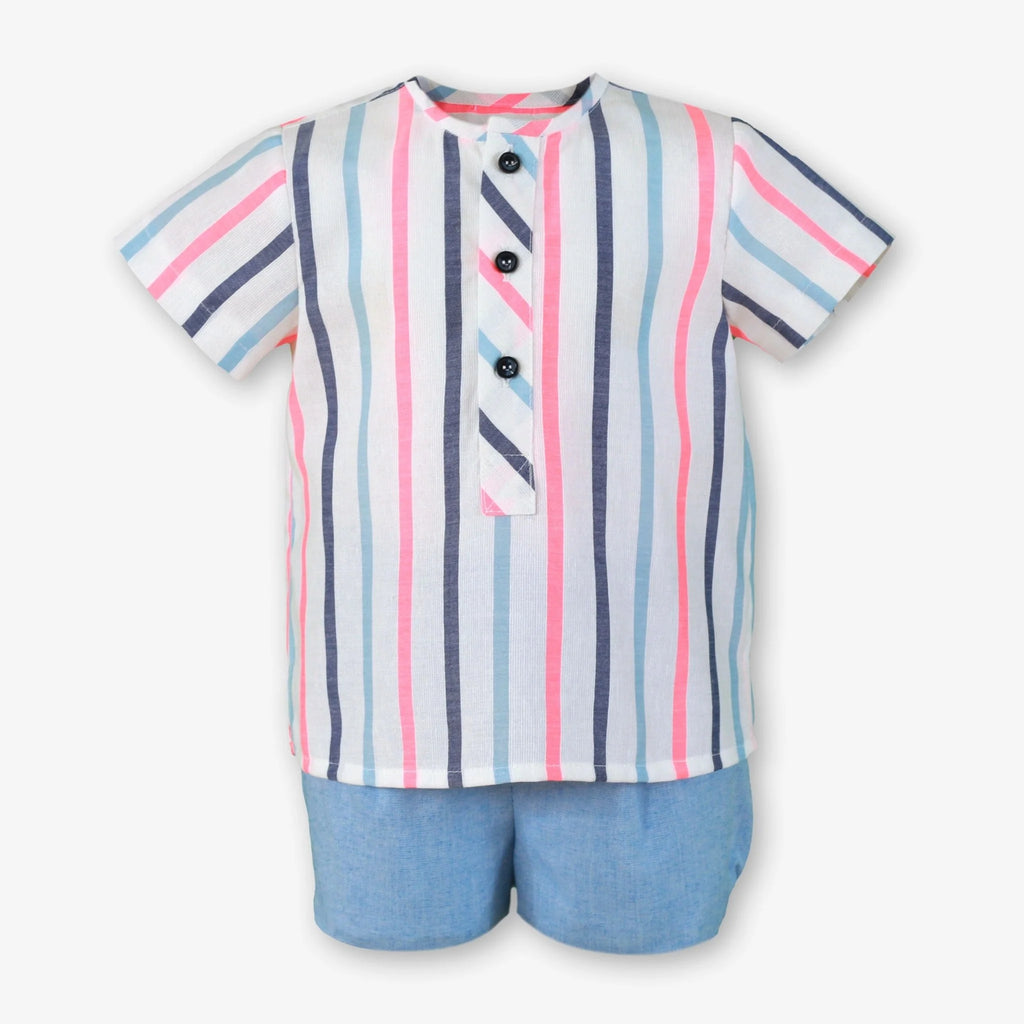 SS26 Miranda Baby Boys Striped Short and Shirt Set