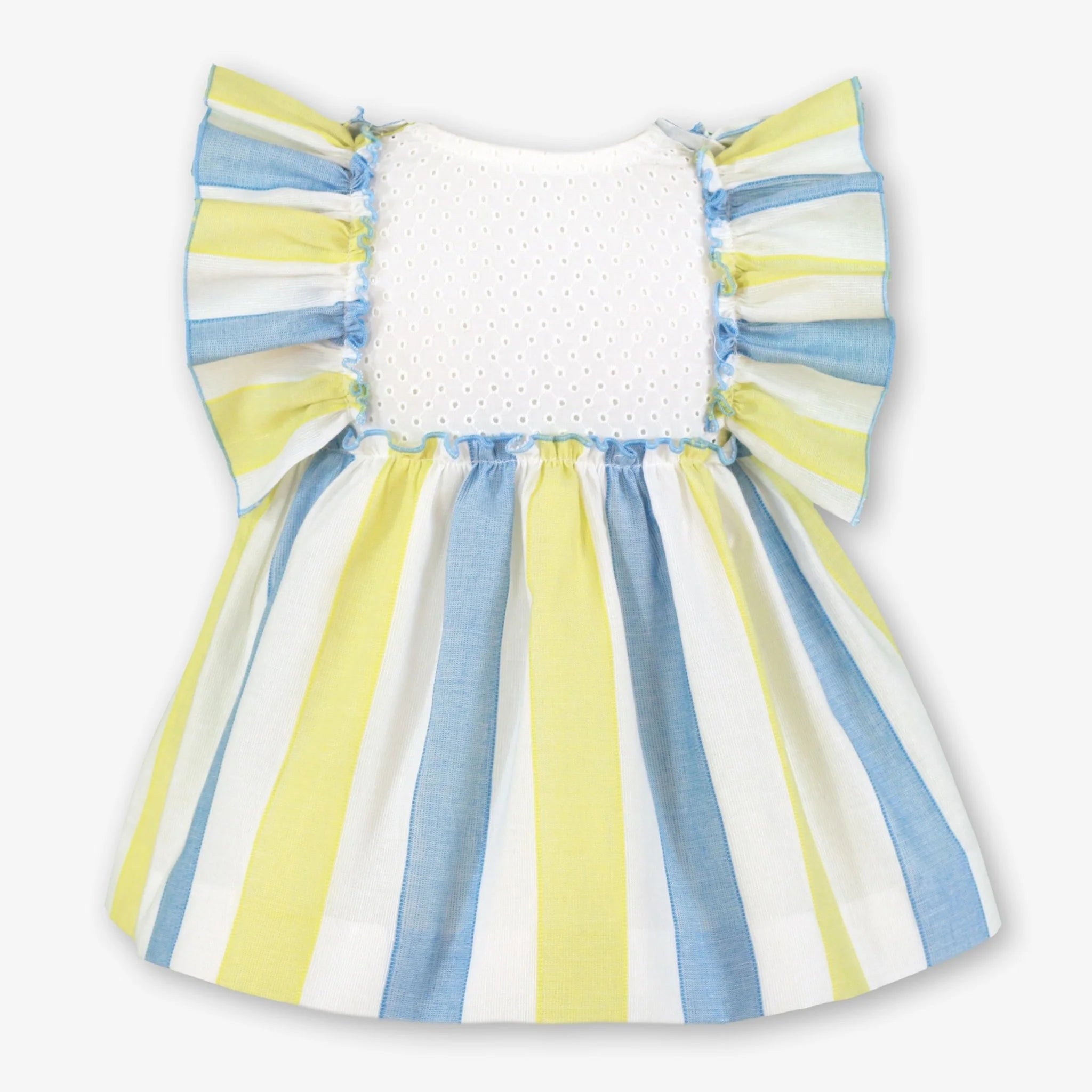 PRE ORDER SS26 Miranda Baby Girls Lemon & Blue Stripe Dress