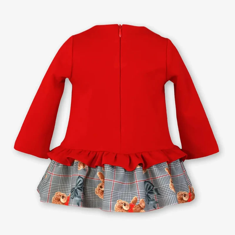 AW26 Miranda Baby Girls Red Teddy Bear Dress