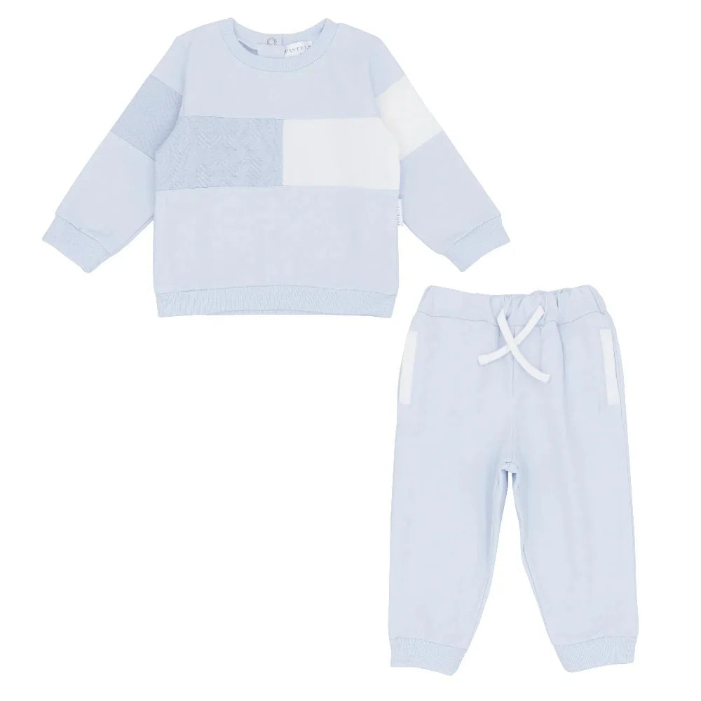 AW25 Pastels & Co Boys Blue Panelled Top & Jogger 2 Piece Set Bentley
