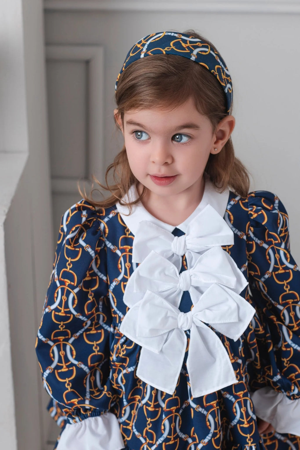 PRE ORDER AW25 Rochy Girls Vintage Navy and Gold Chains Dress 26711