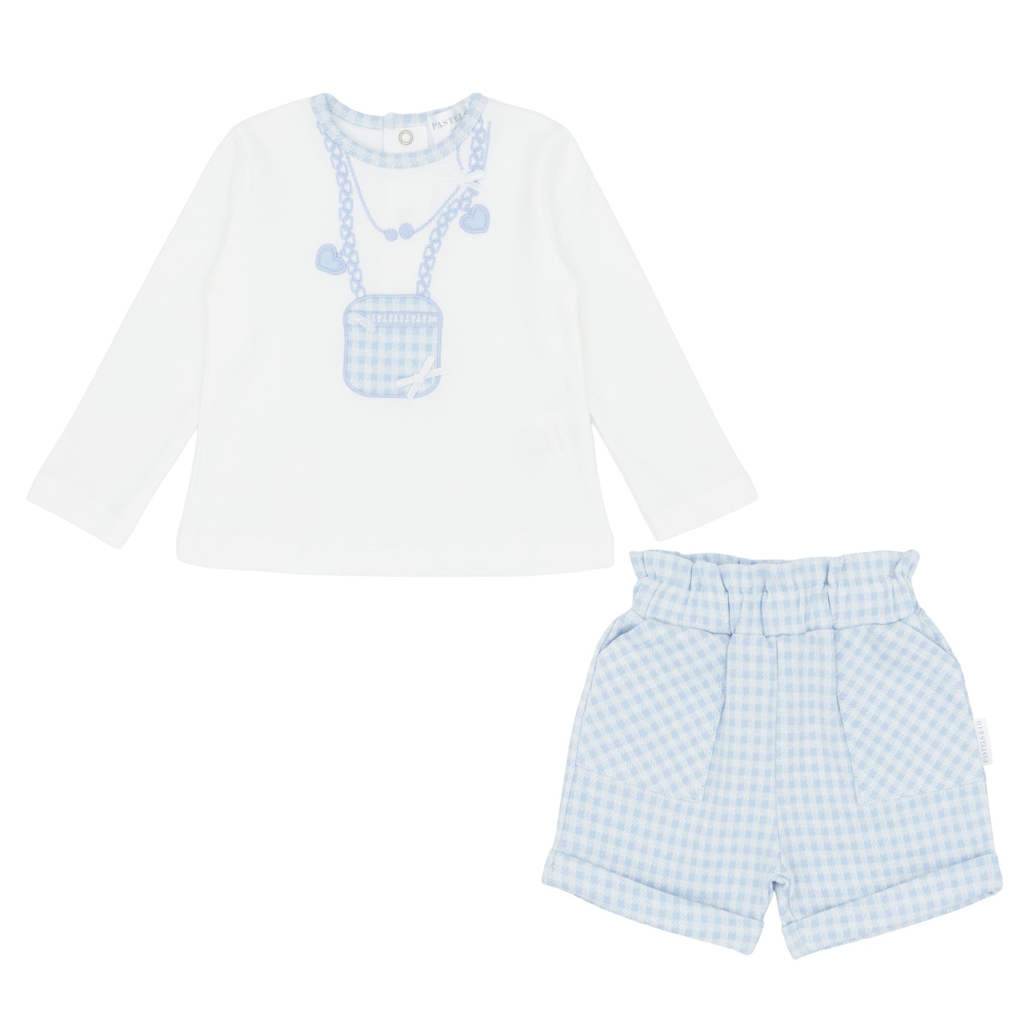 AW25 Pastels & Co Girls Afador Blue Top & Shorts Set