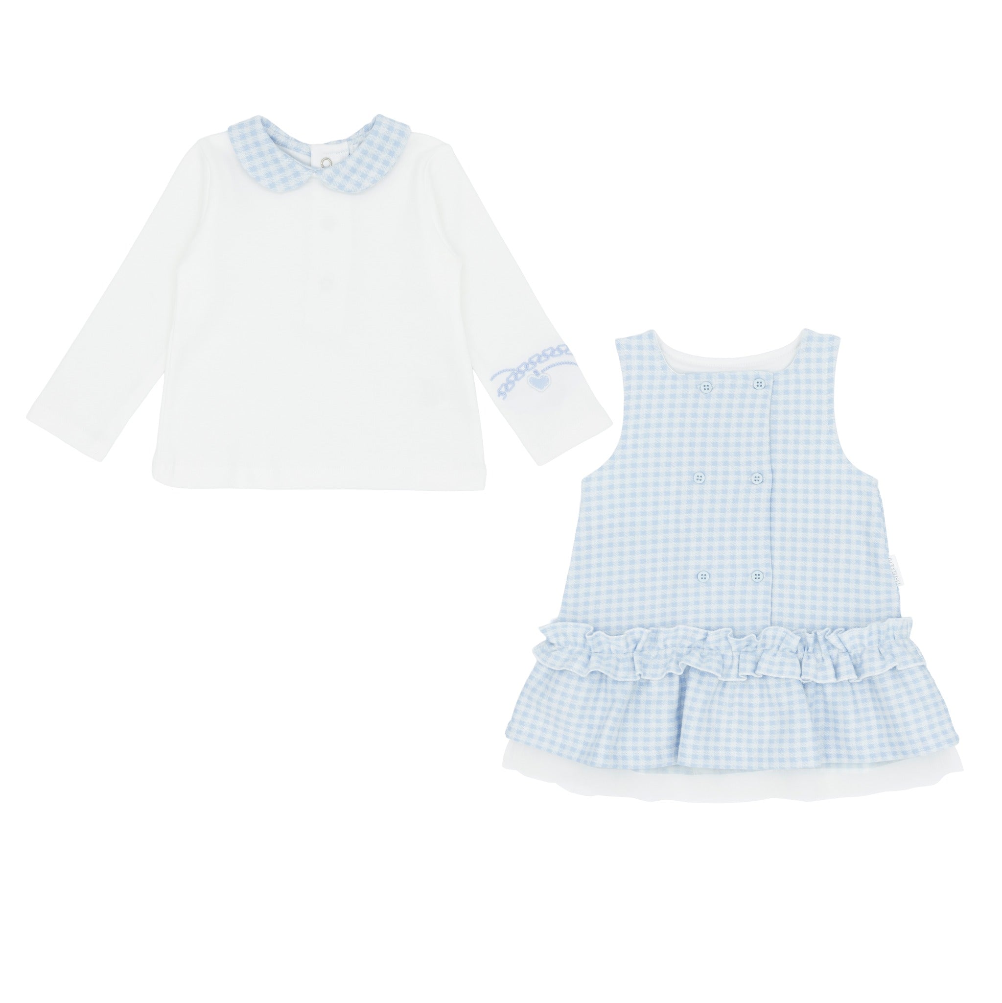 AW25 Pastels & Co Girls Cecila Blue Pinafore Dress and Top Set