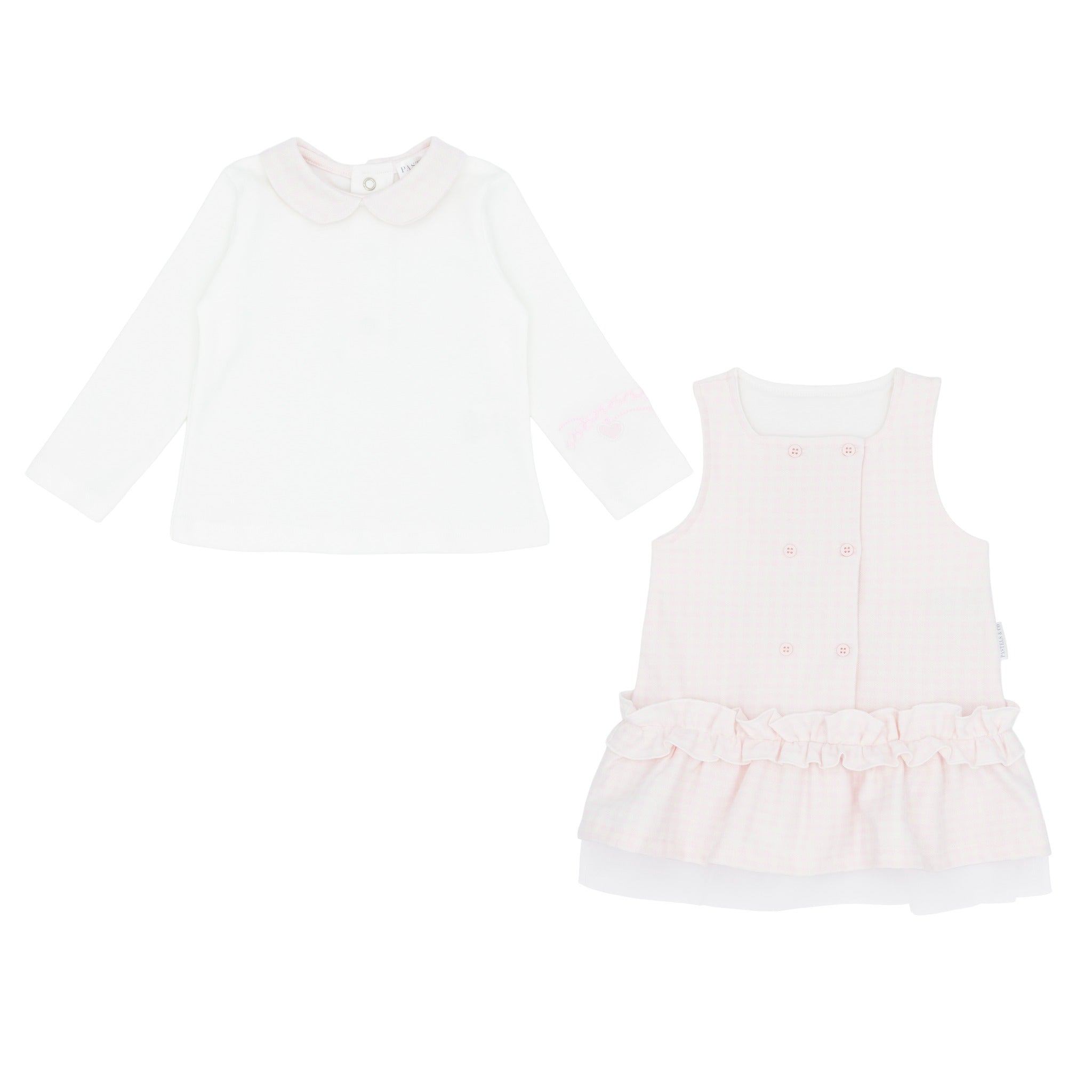AW25 Pastels & Co Girls Cecila Pink Pinafore Dress and Top Set