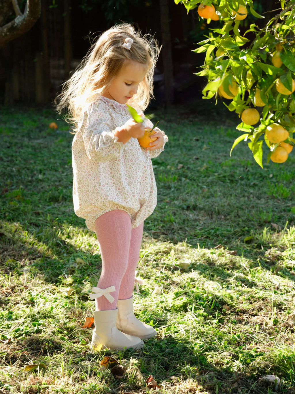 AW25 Deolinda Baby Girls Cream & Pink Smocked Floral Romper