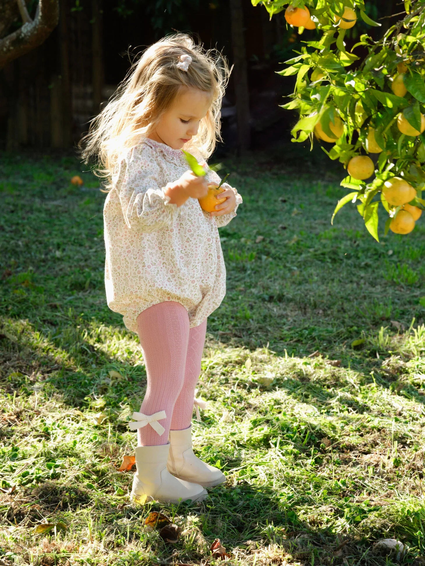 AW25 Deolinda Baby Girls Cream & Pink Smocked Floral Romper