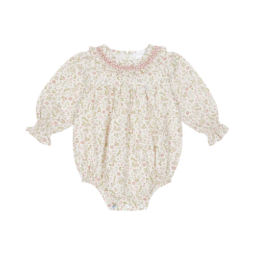 AW25 Deolinda Baby Girls Cream & Pink Smocked Floral Romper