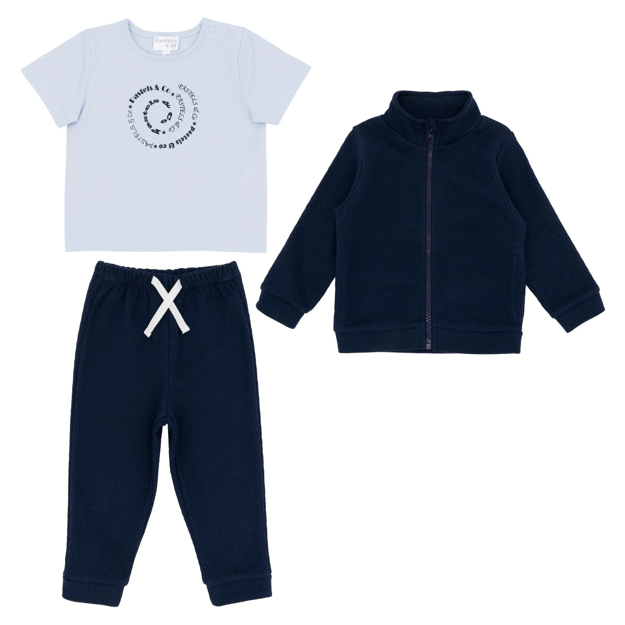 Pastels & Co Baby Boys Bomber Tracksuit Set Navy Blue Warwick