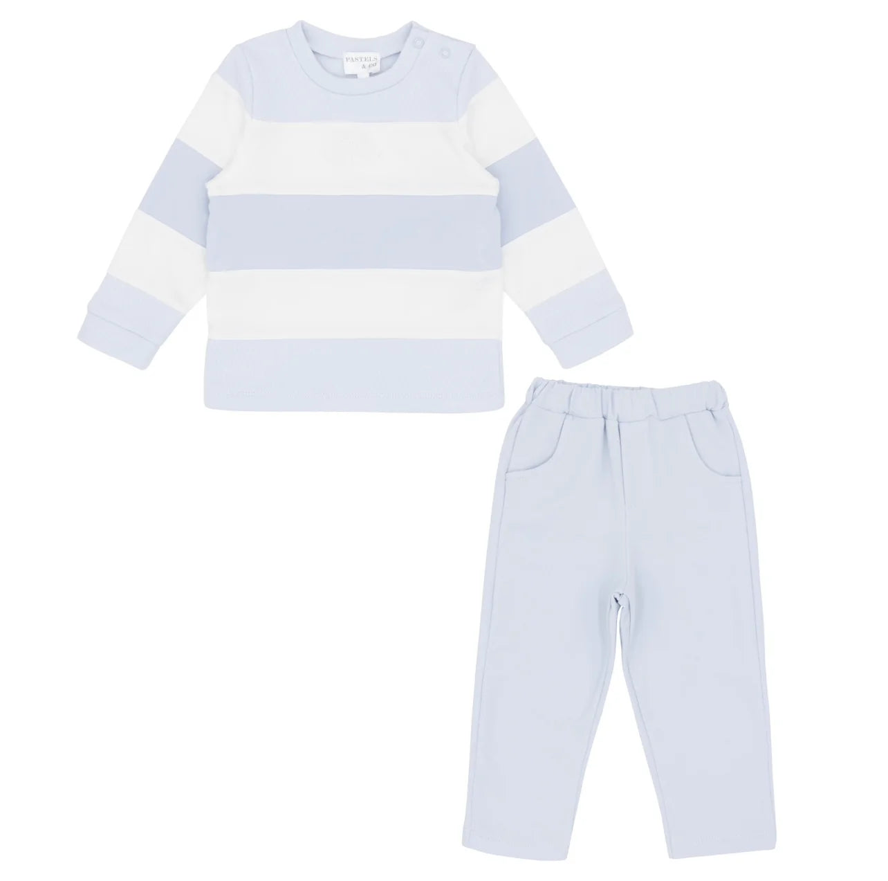 Pastels & Co Baby Boys Striped Top and Trouser Set Baby Blue - Worthing