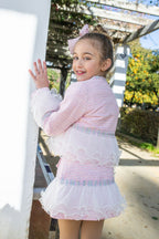 PRE ORDER AW25 Naxos Girls Pink 2 Piece Tweed Blazer and Skirt Set 7669